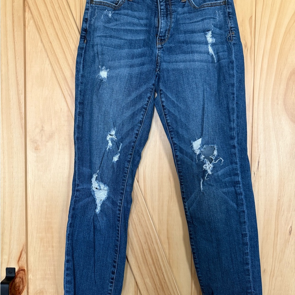 Judy Blue Distressed Dark Blue Boyfriend Jeans